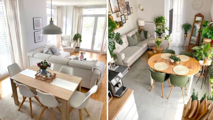 Estilo nórdico: ideas para decorar una sala y comedor juntos