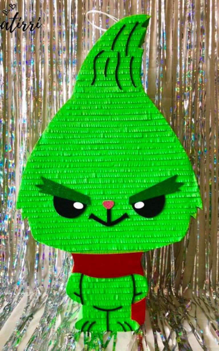 Piñata de papel crepé en forma de Grinch