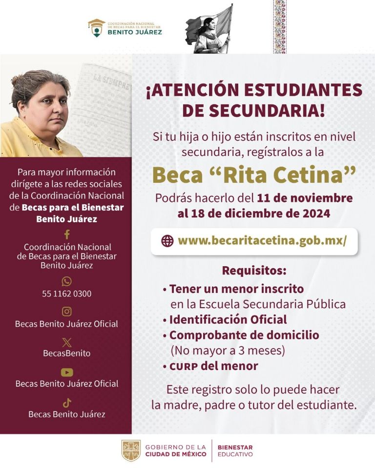 último día de registro de la Beca Rita Cetina en internet