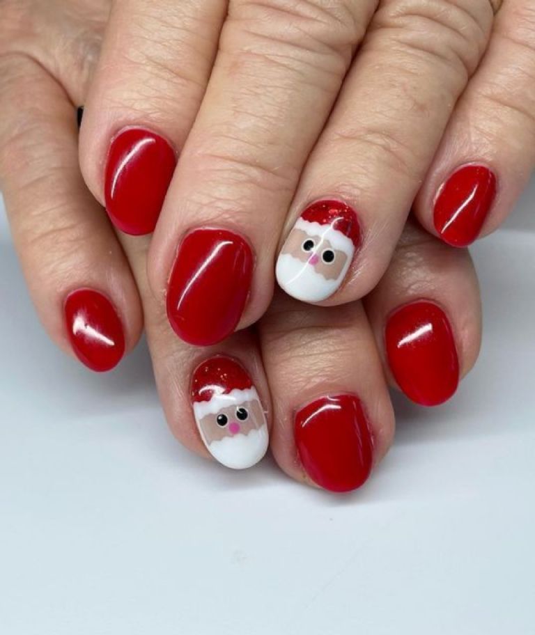 Formas de pintarme las uñas para navidad con santa claus