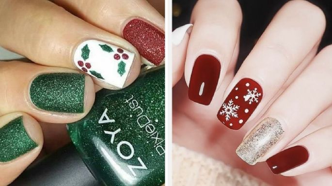 11 ideas de uñas cortas navideñas decoradas para recibir la Navidad 2024