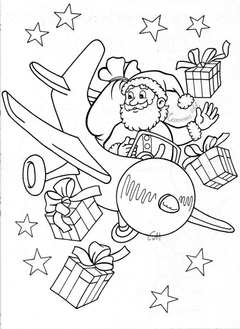 Dibujos de Santa Claus en su trineo para descargar