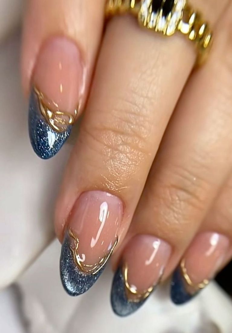 Manicura de uñas doradas ideas