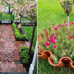 Jardín de ladrillos y tejas: remodela tu patio con estas 4 ideas con material reciclado