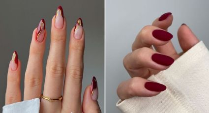 5 diseños de uñas color cherry con punta almendra que te harán ver elegante