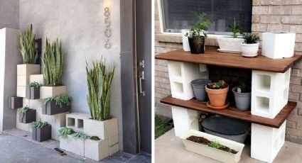 Renueva tu patio con estas 4 ideas con bloques de cemento y plantas