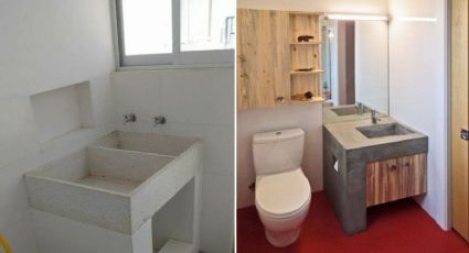 Ideas para acomodar un lavadero de concreto en un baño pequeño o zotehuela