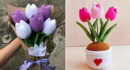 Ideas de ramos de tulipanes a crochet para regalar el Día de las Madres