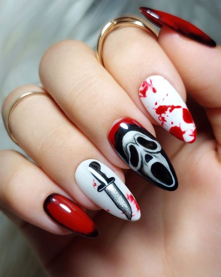 uñas de scream para halloween