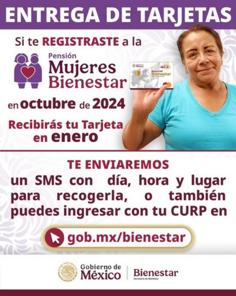 Cómo se recibirán las tarjetas de Mujeres con Bienestar