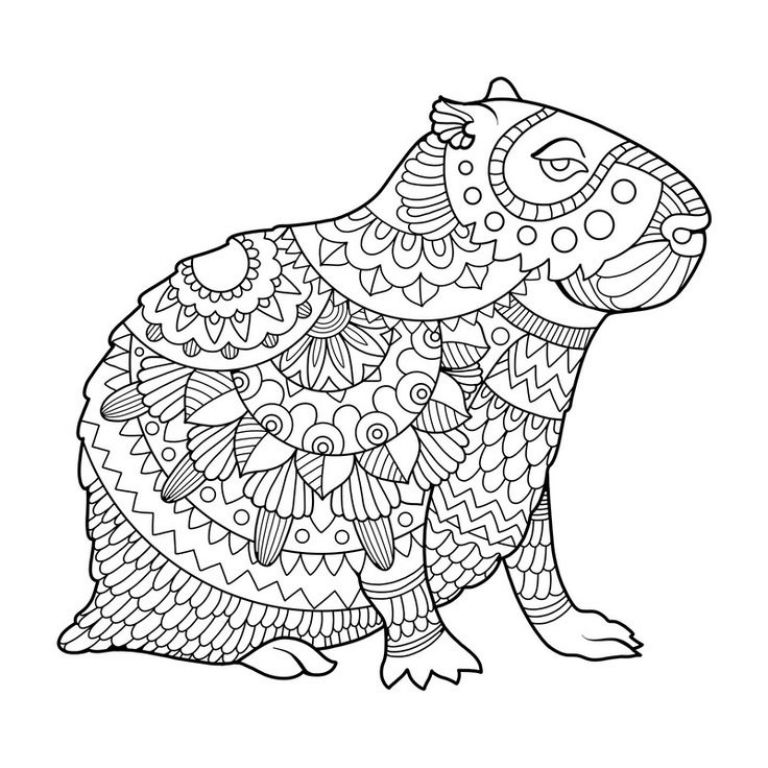 dibujo de capibara en forma de mandala