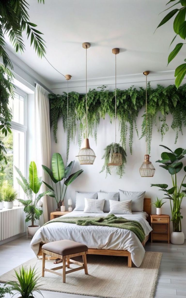 Decorar la pared con planta Helecho