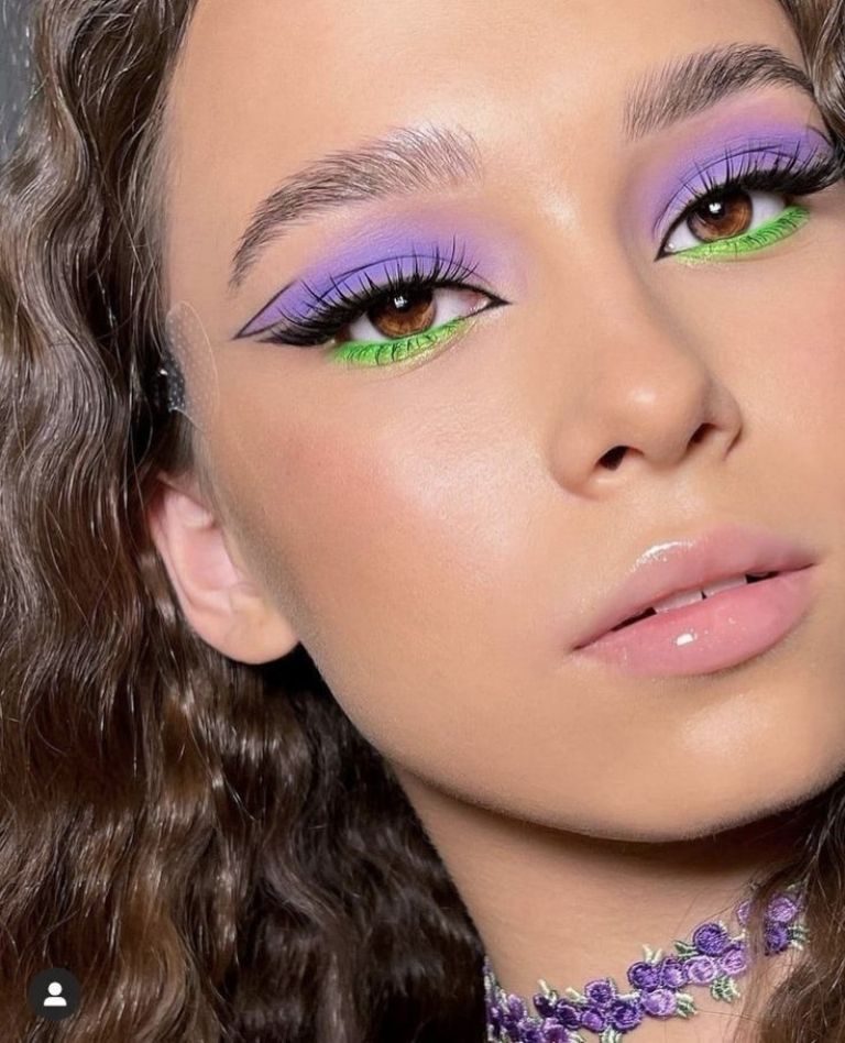 Ideas de maquillaje color morado y verde