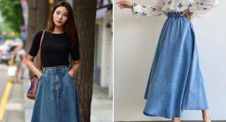 Estilo denim: 3 estilos de faldas de mezclilla largas perfectas para llevar con botas