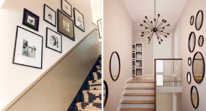 Reforma tu casa con estas ideas para decorar la escalera con cuadros y espejos