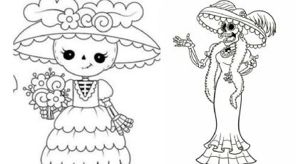 Día de Muertos: dibujos de Catrinas fáciles para imprimir y colorear