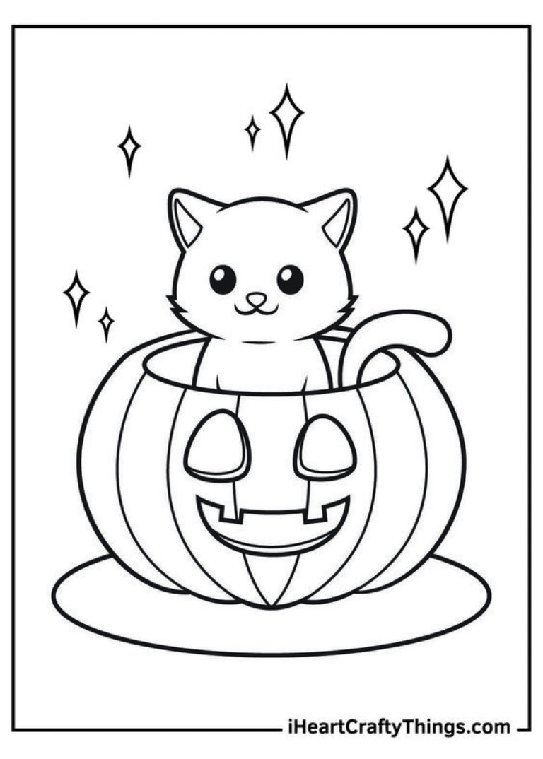 dibujos de Halloween de gato para imprimir