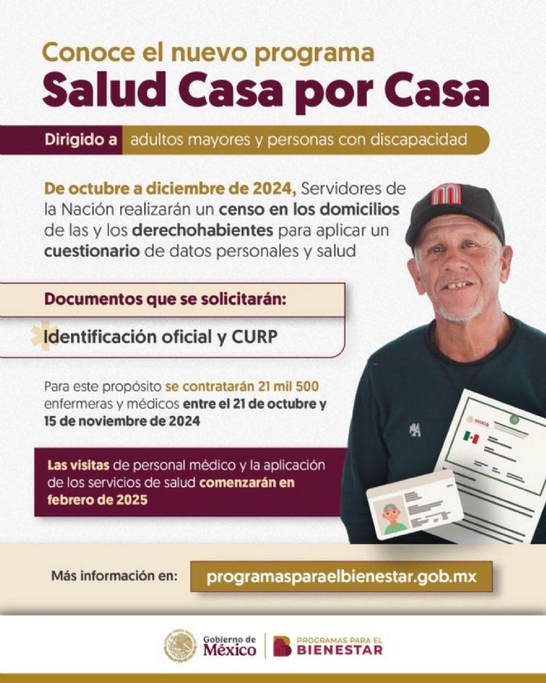 Salud Casa por Casa no pide registro previo a adultos mayores y personas con discapacidad