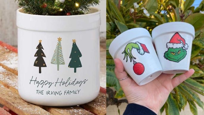 Macetas navideñas: 5 diseños para pintar a mano para tus plantas