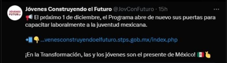 ¿Cuál es la nueva fecha de registro de Jóvenes construyendo el futuro?