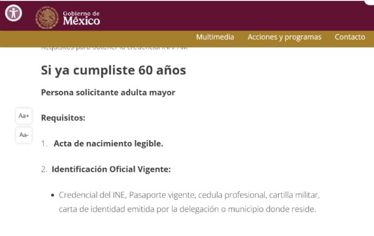 La edad mínima para tramitar la tarjeta del inapam es de 60 años