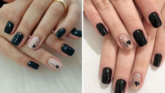 Uñas negras elegantes: Diseños cortos que te encantarán