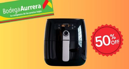 Bodega Aurrera REMATA con el 50% de descuento la freidora de aire para vaporizar, freír y hornear