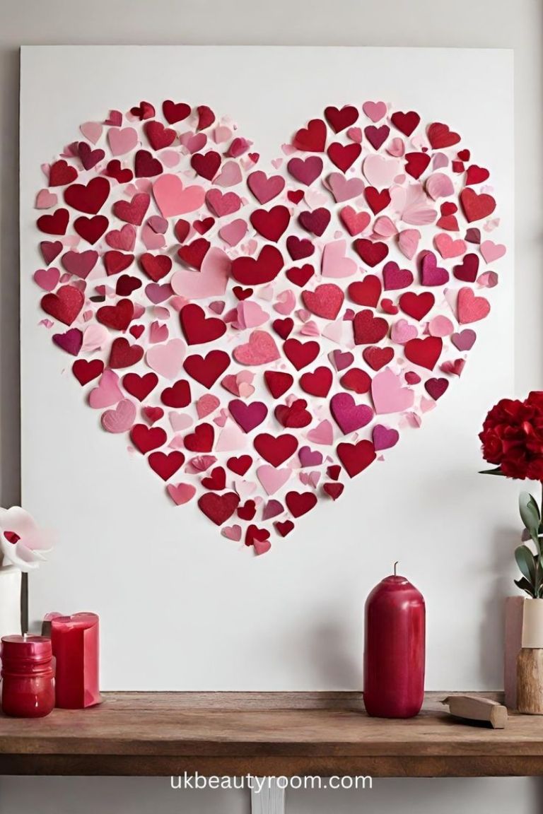 Corazones para decorar paredes hechos con papel de colores