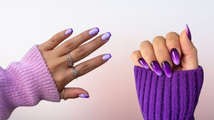 5 uñas de color morado para llevar todo marzo 2025